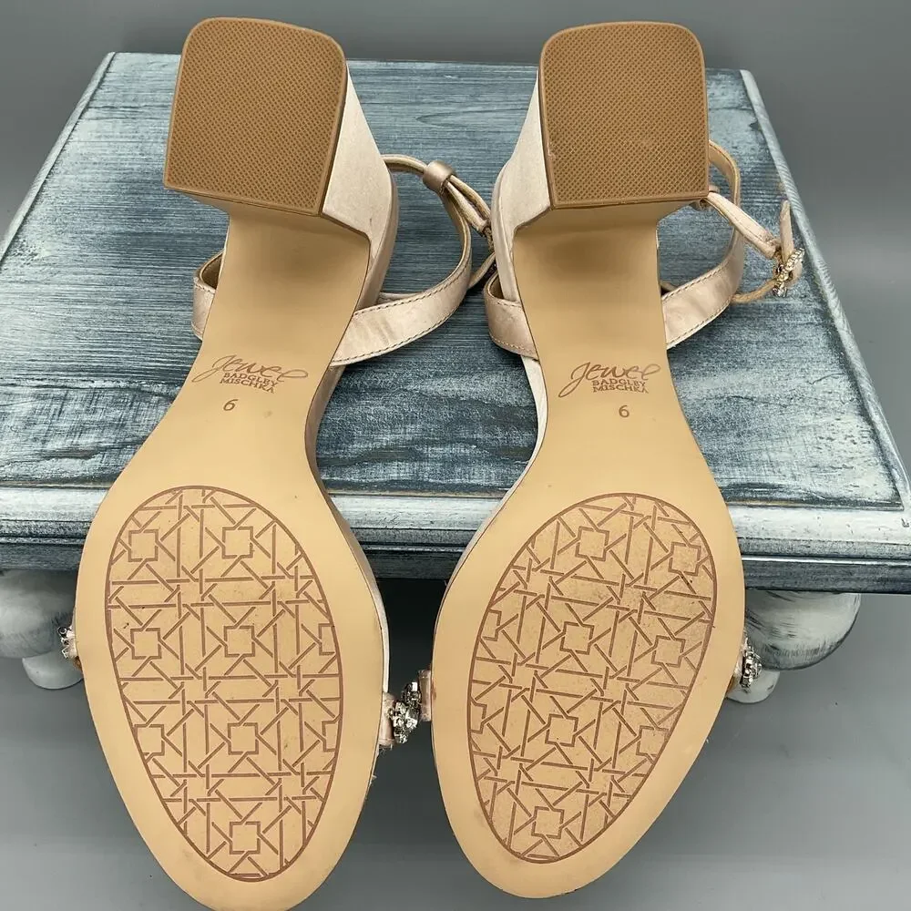 NEW Jewel by Badgley Mischka Women’s Danni Satin Sandals Beige Size 6